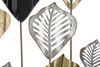 Particolare di Decorazione grande in metallo da parete quadro griglia foglie nero silver oro 120x78