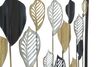 Ulteriore dettaglio di Decorazione grande in metallo da parete quadro griglia foglie nero silver or