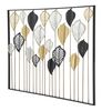 Decorazione grande in metallo da parete quadro griglia foglie nero silver e oro 120x78,5cm  40313 - foto 6