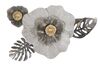Decorazione quadro in metallo 3d fiore bianco con foglioline  41199