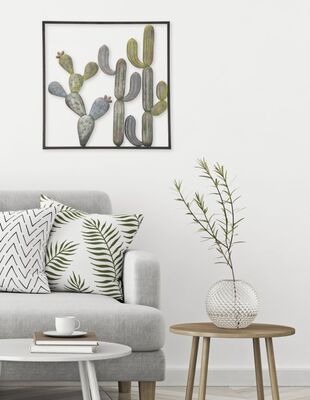 Decorazione in metallo da parete cactus bordo quadro 50cm  40300