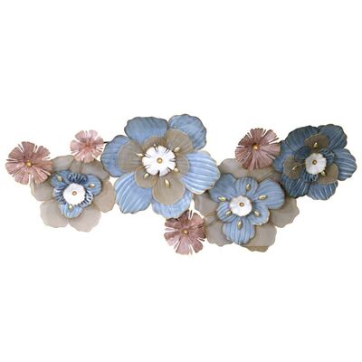 Decorazione in metallo con fiori azzurri 154,3x71,1  39335