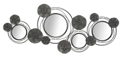 Decorazione a parete con specchi quadro pannello grigio nero 117x49  40647