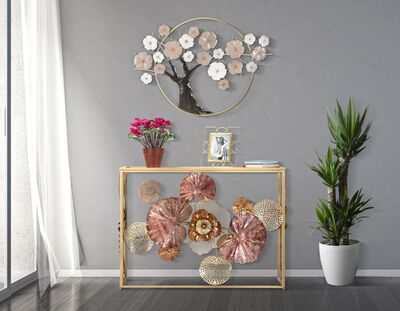 Decorazione da parete in metallo quadro albero fiori di pesco  40494