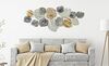 Decorazione da parete quadro in metallo ricamo di foglie bianco grigio nero e oro 142x62  40806 - foto 4
