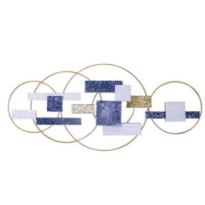 Decorazione particolare quadro astratto metallo da parete cerchi oro e blu 40170 COLORI E LUCI