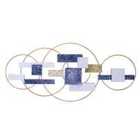Decorazione particolare quadro astratto metallo da parete cerchi oro e blu 40170 COLORI E LUCI