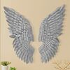 Decoro quadro a pannello coppia ali angelo silver argento 37,5x100 42642 COLORI E LUCI