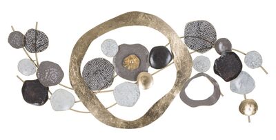 Decorazione parete astratta grande con cerchio curve e pietre 121x54,6  40904