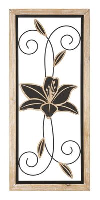 Fiore con cornice e particolari in legno su struttura metallo 26x60  41184