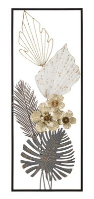 Fiori e foglie in metallo su pannello 3d 28,6x74,3  41189