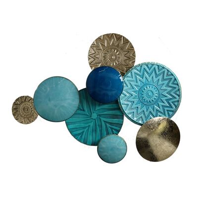 Pannello quadro moderno mare in metallo cerchi azzurri blu 80x60 39403 COLORI E LUCI