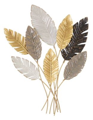 Pannello 3d in metallo decoro ciuffo foglie 73x93  41181