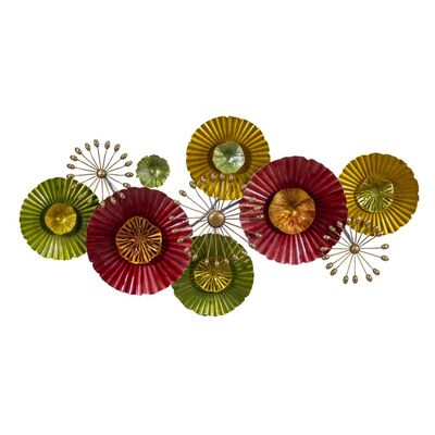Pannello decorativo quadro metallo toni del giallo, bordeaux e verde 120x59,1 39318 COLORI E LUCI
