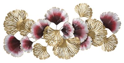 Pannello decorativo quadro metallo toni oro e bordeaux 117,5x54  40805