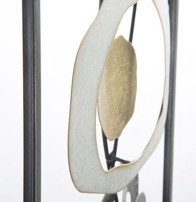 Quadro metallo design astratto grigio nero bianco oro 28,5x74cm  40281