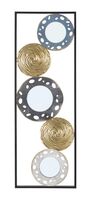 Quadro moderno astratto in metallo cerchi ondulati con specchi 31x90  41164