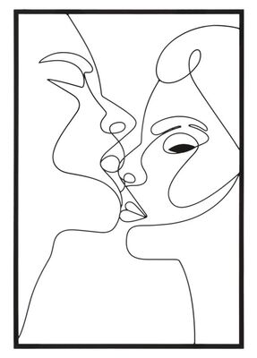 Quadro stilizzato bacio tra innamorati in metallo 60x90  40886