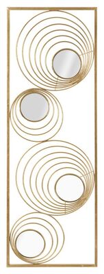 Quadro rettangolare stretto e alto 32x90 in metallo con cerchi oro e specchietti  40780