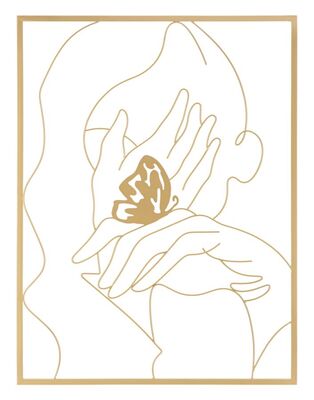 Quadro decorativo da parete mani sul viso e farfalla 60x80  40867