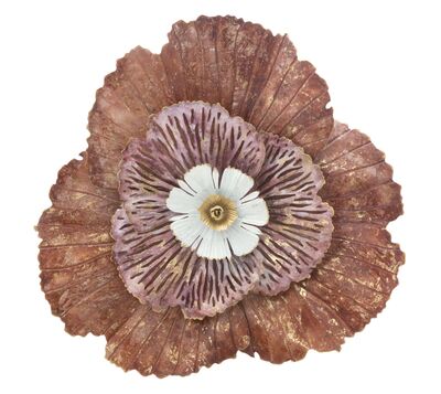 Quadro con decorazione in metallo fiore rame 73,5x72  40659