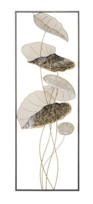 Quadro decorazione da parete metallo foglie cornice rettangolo 31x89,5  40440