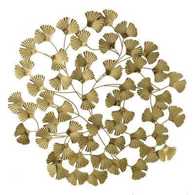 Quadro 80x80 con foglie oro moderno in metallo 3d  39327