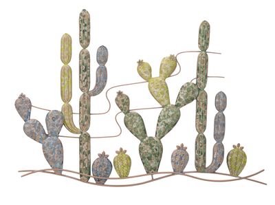 Quadro in ferro cactus sulle dune decorazione da parete 90x64cm  40299