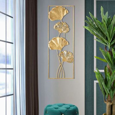 Quadro in ferro da parete stretto e alto 90cm bordo oro  40310