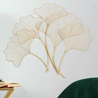Quadro foglie ginkgo biloba in ferro oro gold 79x68cm  40319