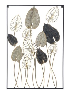 Quadro in metallo verticale bouquet di foglie 66x100cm  40651