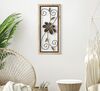 Quadro 3d cornice e particolari legno in metallo nero fiore e riccioli 26x60  41183 - foto 4