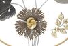 Particolare di Quadro mazzo di fiori e foglie nel cerchio grigio oro tortora nero 65,4cm  40491