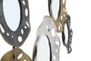 Ulteriore dettaglio di Quadro in metallo specchi e cerchi forati toni bianchi oro e tortora 104x45,5