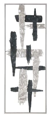 Quadro in metallo design artistico incroci grigio e nero stretto 28,6x74,3  41188