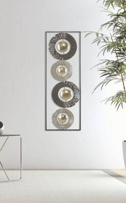 Quadro moderno tortora grigio oro design metallo 31x89,5cm 40282 COLORI E LUCI