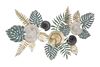 Immagine aggiuntiva di Quadro in ferro fiori e foglie nero blu verde rosa oro 115x70cm  40315