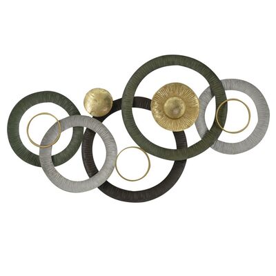 Pannello-quadro con cerchi in metallo nero, oro, grigio,verde  38621