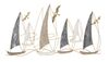 Quadro moderno lungo orizzontale in metallo barche a vela onde mare 123,8x69,9  41142