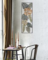 Quadro in metallo in rilievo foglie di felce e fiori 30,5x88,5  40279