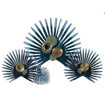 Quadro moderno rilievo verde - blu petrolio foglie palma 116,2x76,2  39323