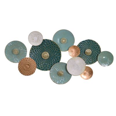 Quadro decorazione in metallo oro e verde acqua 134,6x68,6  38964