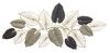 Quadro a pannello in metallo bouquet di foglie tortora grigio oro 131x61  40650