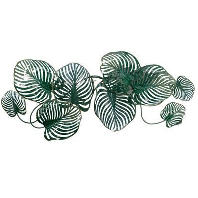 Pannello - quadro metallo foglie verde 140x62  38997