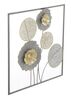 Particolare di Quadro sulle tonalit&agrave; del grigio fiori e dischi in metallo 50cm  40382