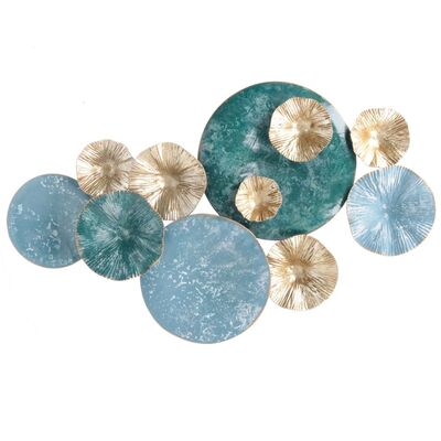 Tonalit&agrave; verde acqua azzurro e oro su metallo 66x39  38968