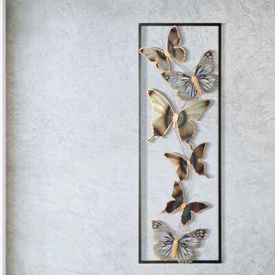 Fila di farfalle svolazzanti decorazione da parete bordo in ferro 31x90cm  40301