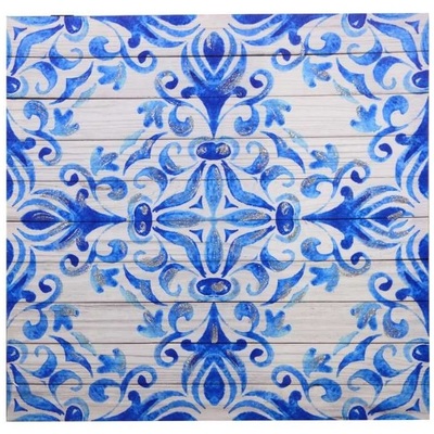 Quadro astratto moderno 60x60cm con disegno di arabeschi blu -B- 40078 COLORI E LUCI
