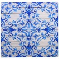 Quadro astratto moderno 60x60cm con disegno di arabeschi blu -B- 40078 COLORI E LUCI