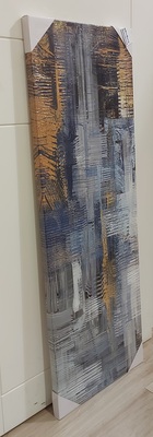 Quadro blu e oro astratto orizzontale verticale 120x40  42668
